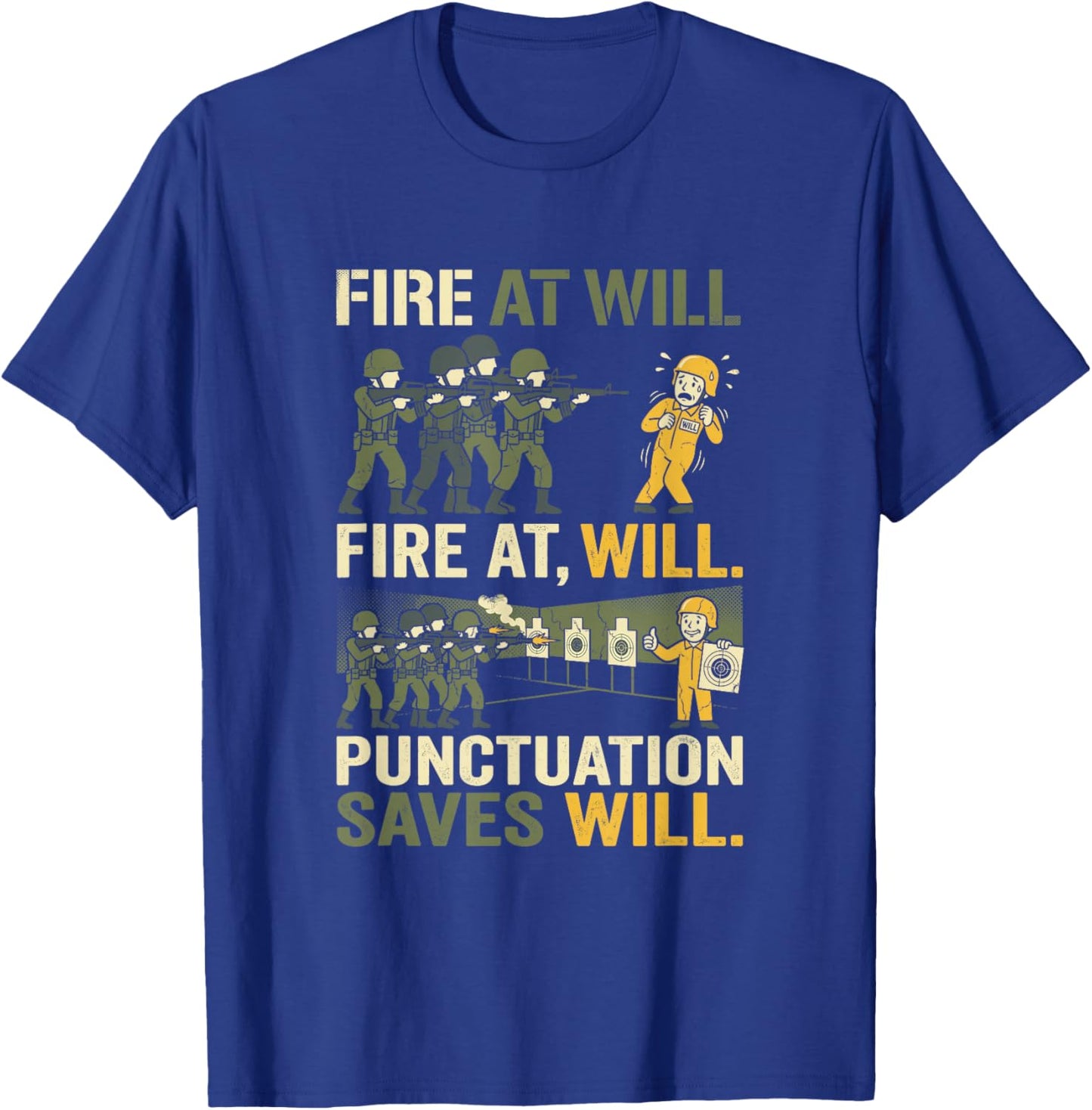 Funny Grammar Punctuation Humor English Teacher Saves Will T-Shirt - T-Shirt | Royal