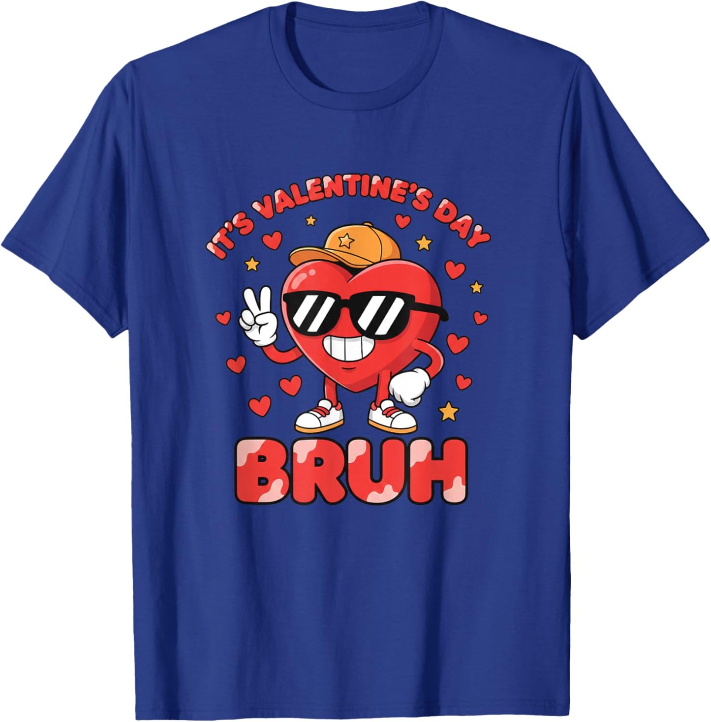 It's Valentine's Day Bruh Funny Kids Valentine Heart Cute T-Shirt - T-Shirt | Royal