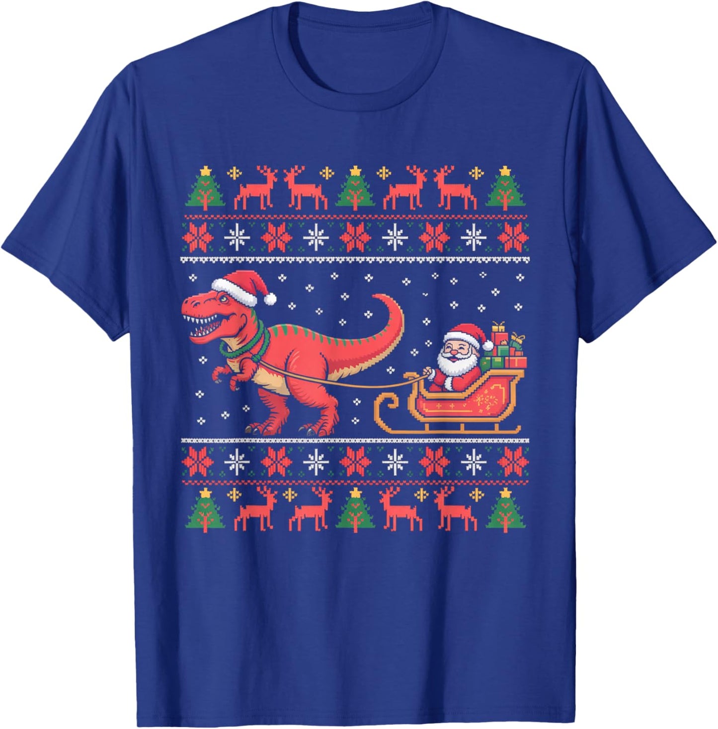 T-Rex Dinosaur Ugly Christmas for Adults Kids T-Shirt - T-Shirt | Royal