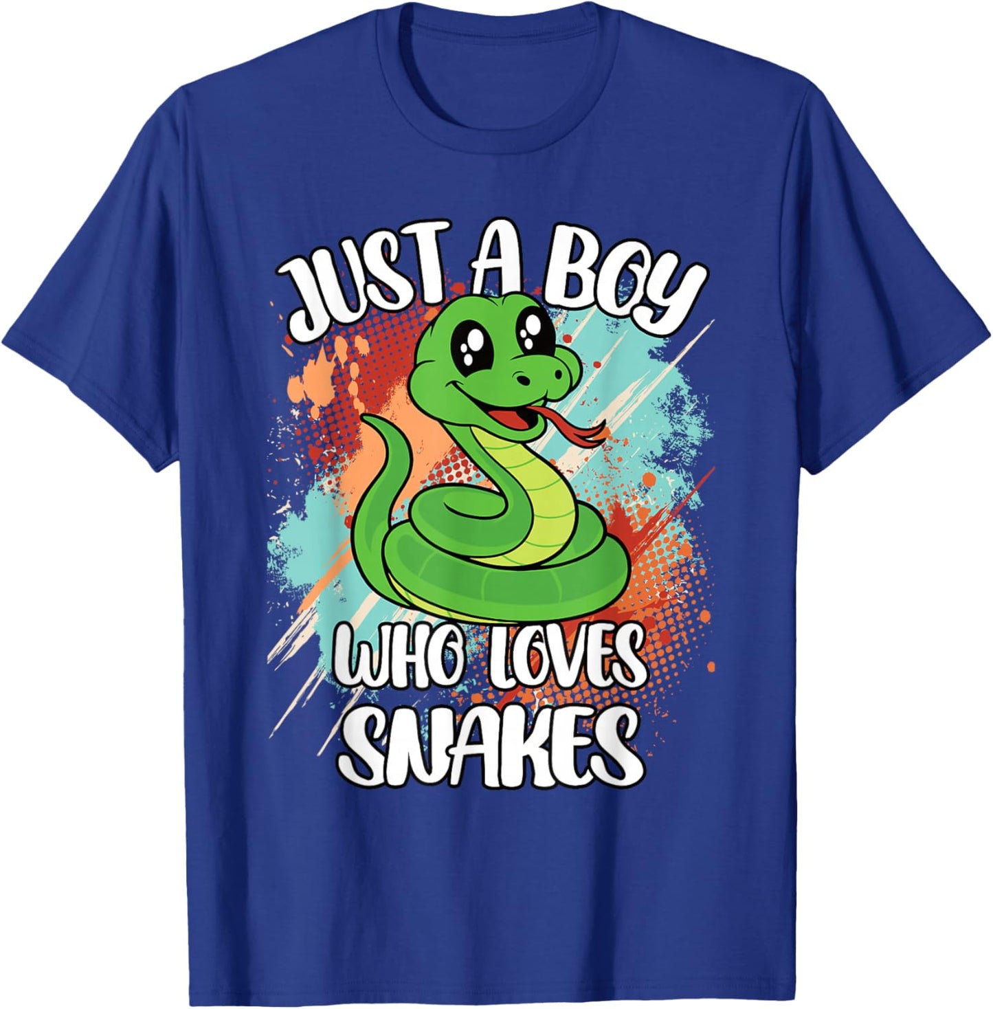 Just A Boy Who Loves Snakes Funny Retro Reptile Boys Kids T-Shirt - T-Shirt | Royal