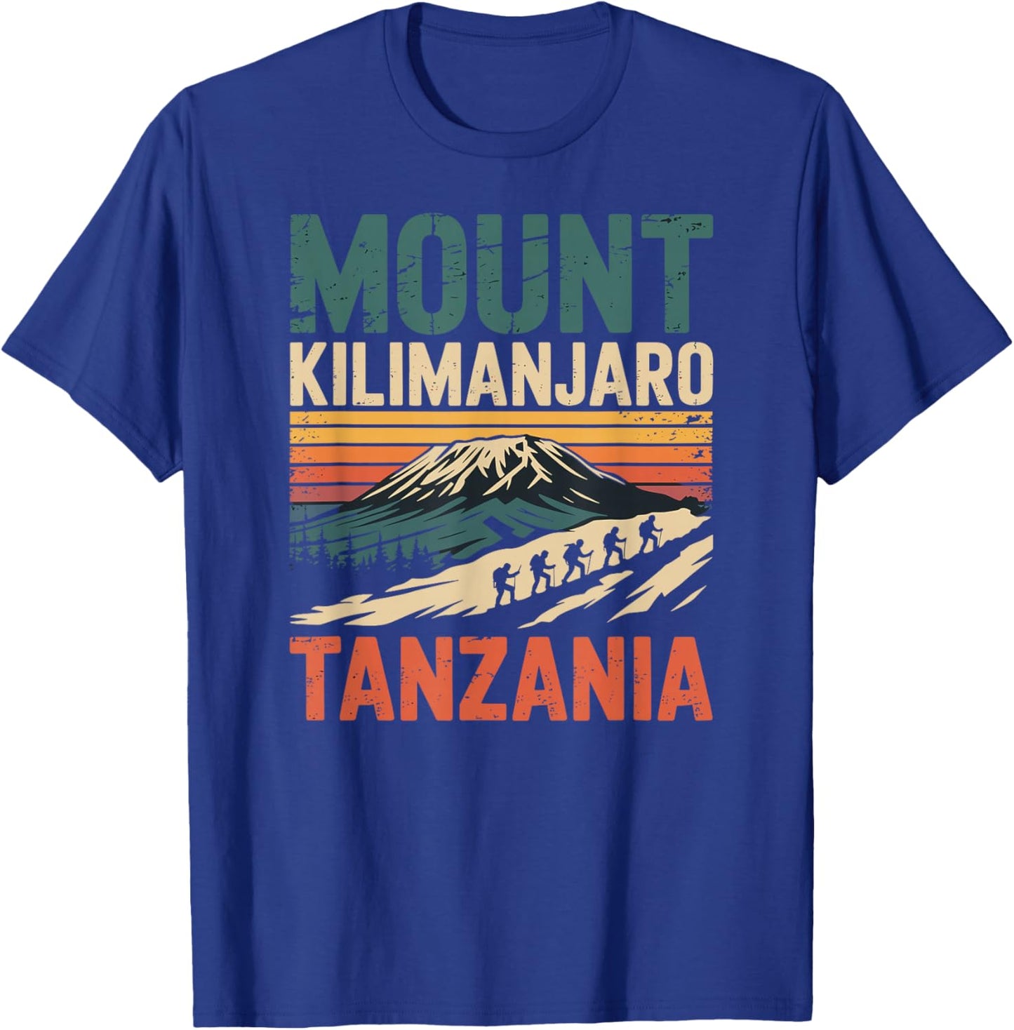 Mount Kilimanjaro Tanzania, Retro Travel Hiking Adventure T-Shirt - T-Shirt | Royal