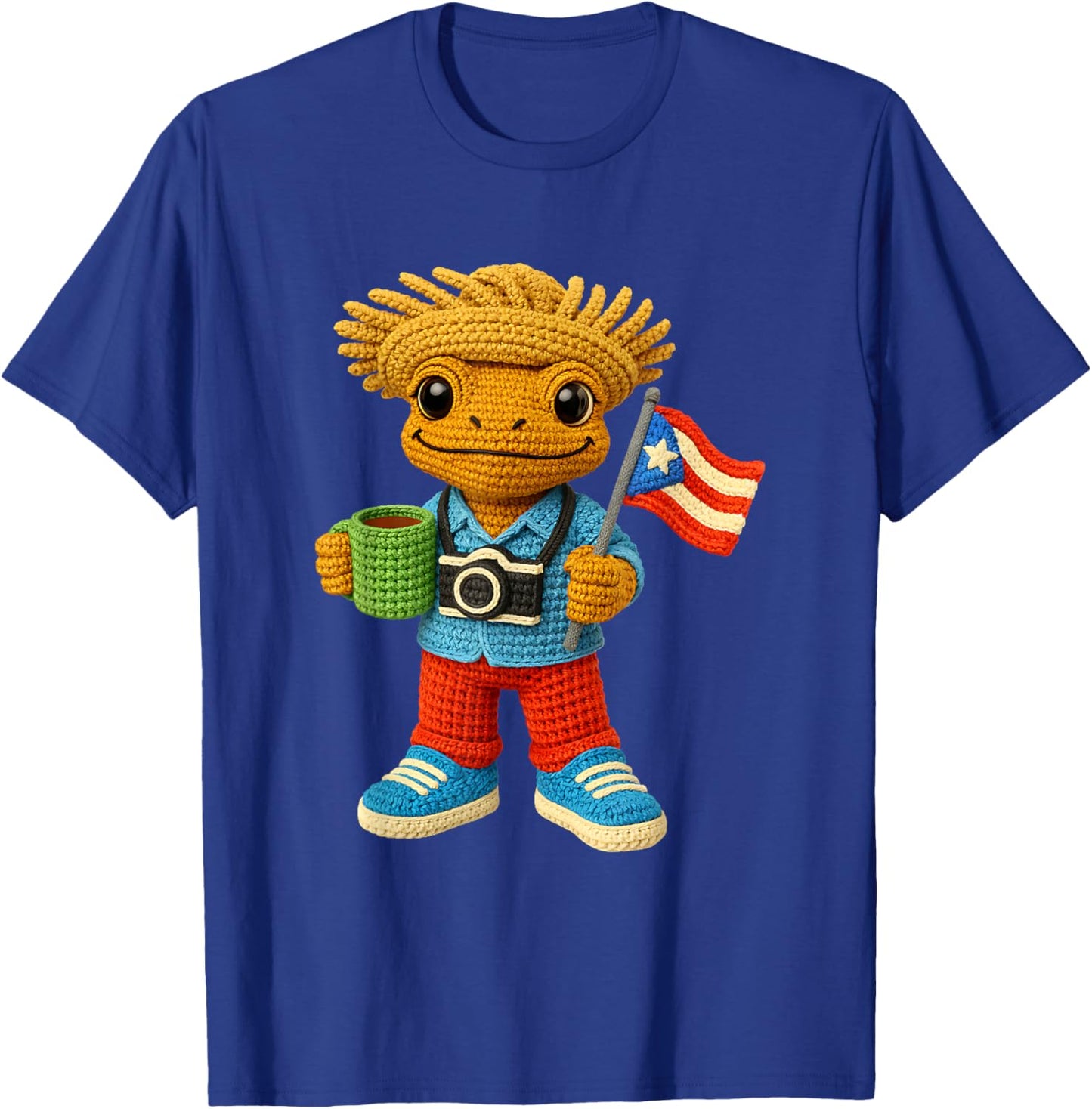 Puerto Rican Crochet Frog Boricua Amigurumi Island Pride T-Shirt - T-Shirt | Royal
