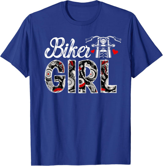 Female Biker Girl Motorcycle Rider Girl Woman Biker Women T-Shirt - T-Shirt | Royal