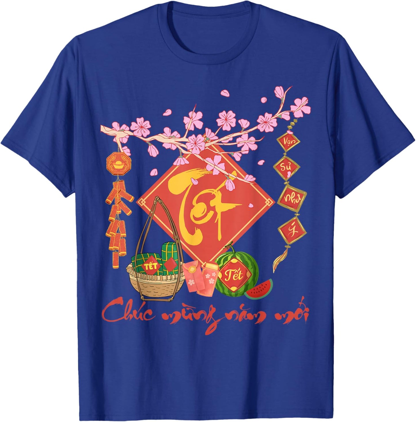 Peach Blossom Vietnamese Lunar New Year Horse 2026 Happy TET T-Shirt - T-Shirt | Royal