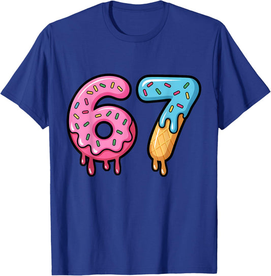 Funny Six Seven Ice Cream Drip Gen Alpha Slang Meme 67 T-Shirt - T-Shirt | Royal