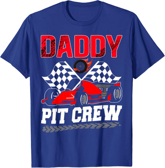 Daddy Pit Crew Racing Family Race Car Birthday Boy T-Shirt - T-Shirt | Royal