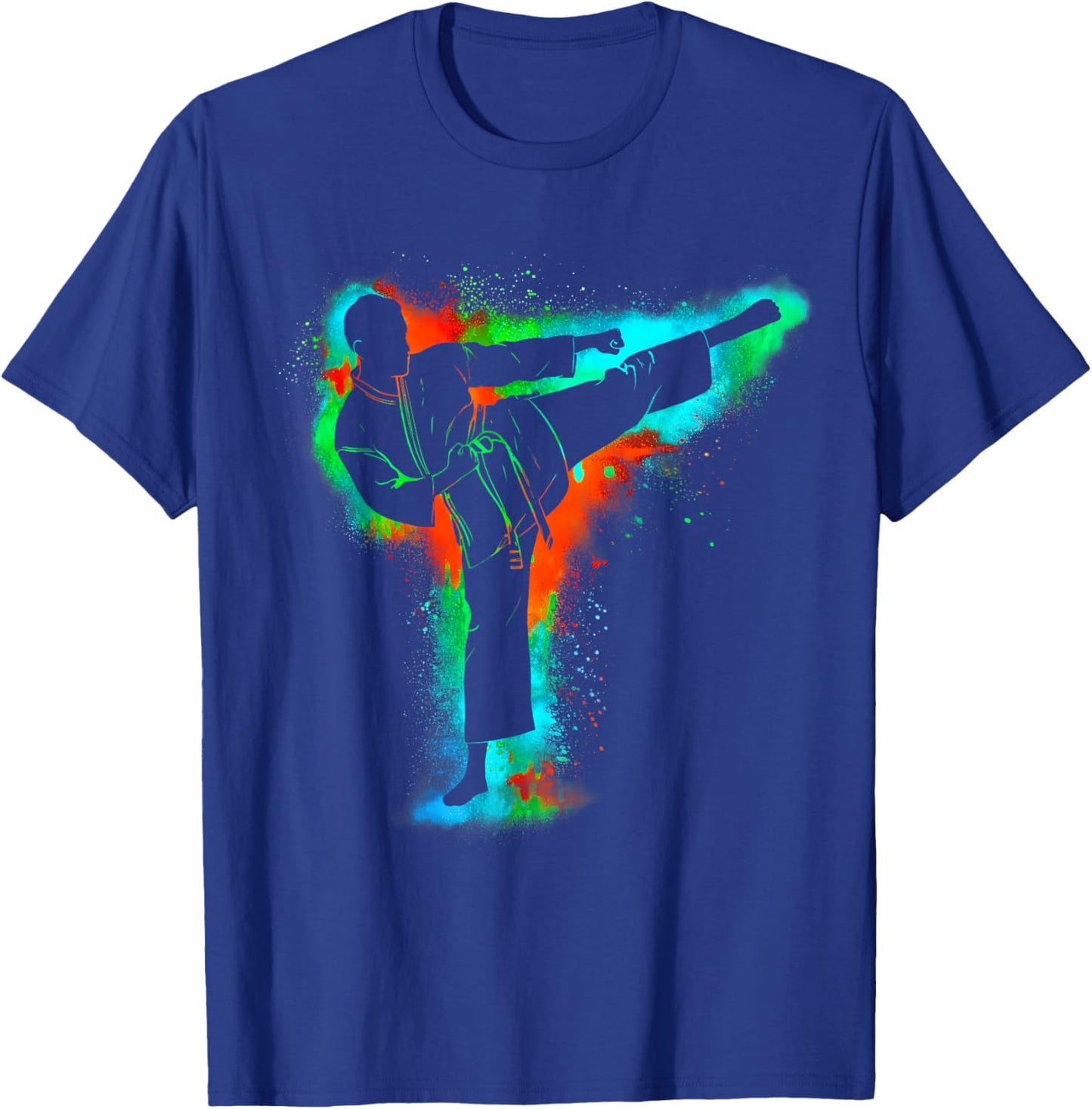Colorful Retro Taekwondo Martial Arts Men Kids Boys Karate T-Shirt - T-Shirt | Royal