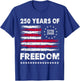 Vintage 250 Years of Freedom 1776 2026 American USA Flag T-Shirt - T-Shirt | Royal