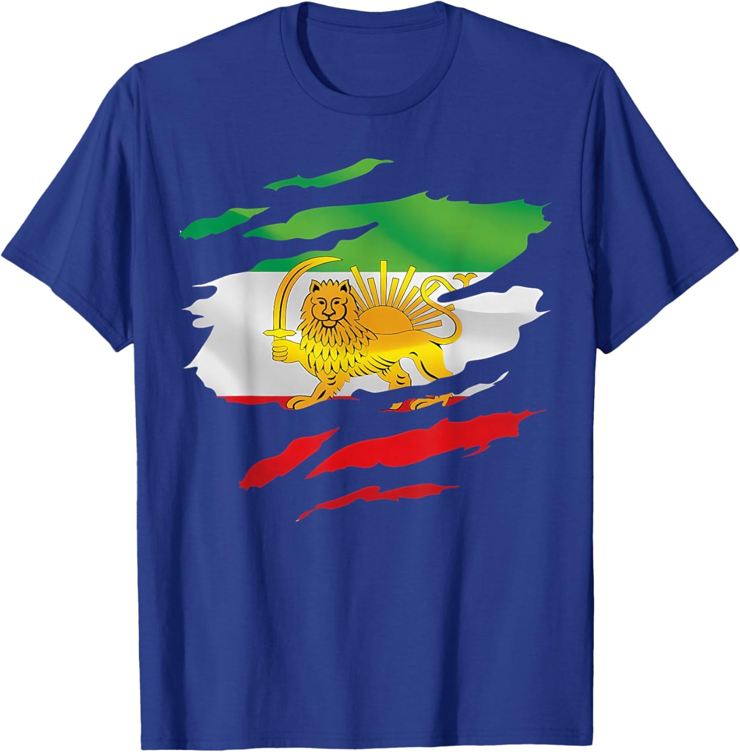 Free Iran Symbol Flag Heartbeat Freedom Love with Lion T-Shirt - T-Shirt | Royal