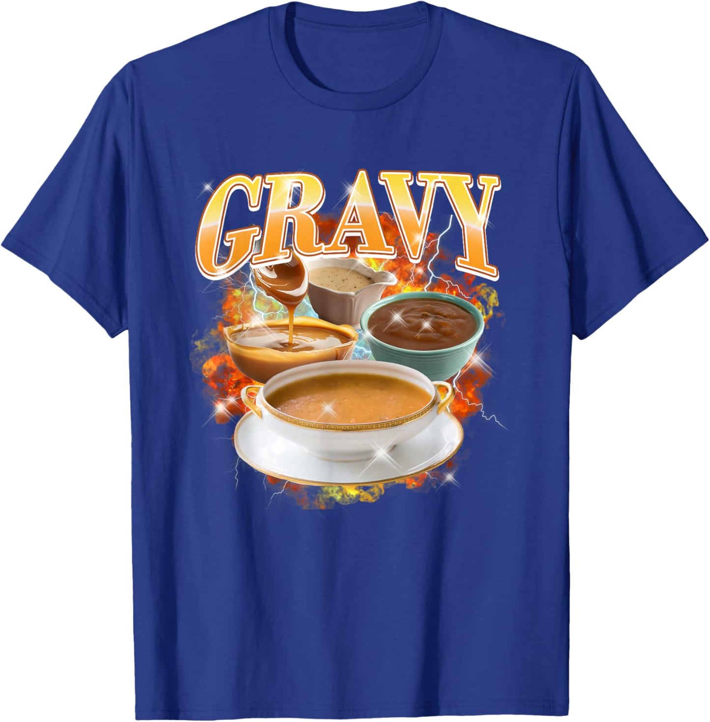 Thanksgiving Gravy Bootleg 90's Rap Rock Vintage Funny T-Shirt - T-Shirt | Royal