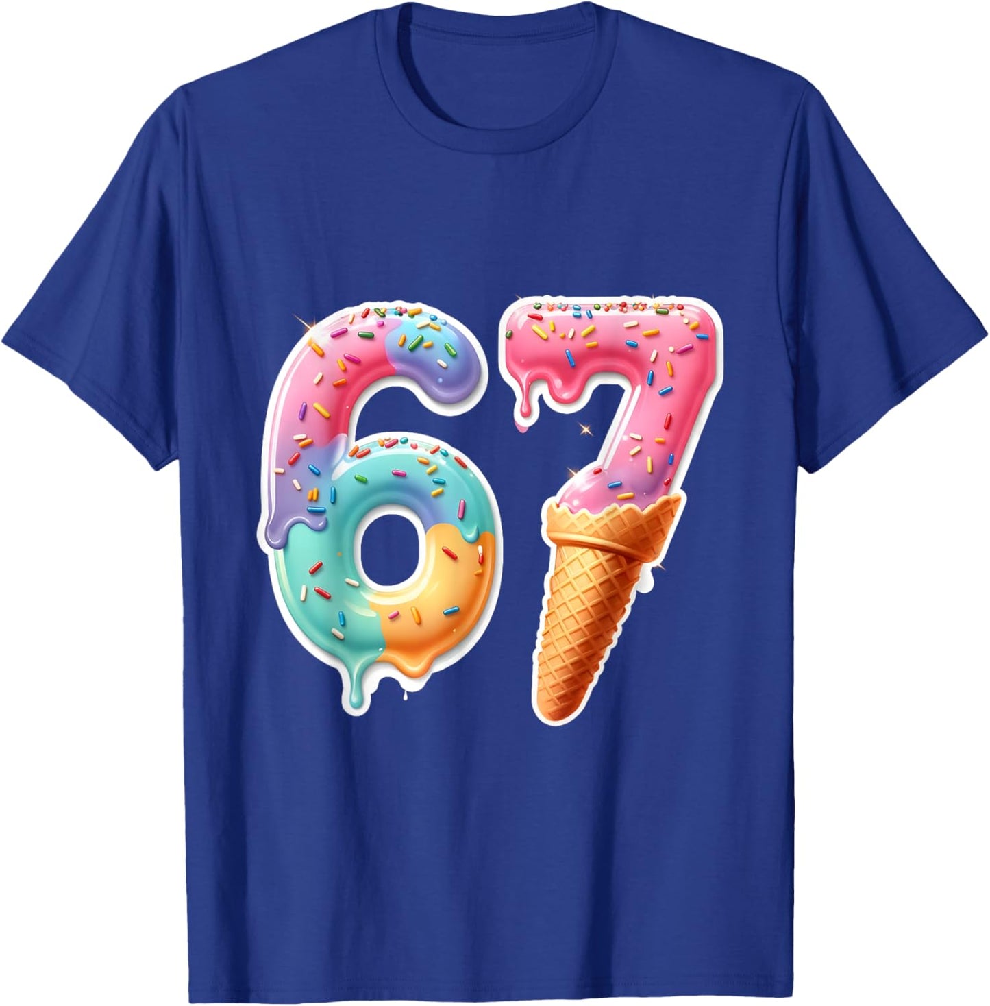 Six Seven 67 Ice Cream Drip Sports Cool Meme Funny Number T-Shirt - T-Shirt | Royal
