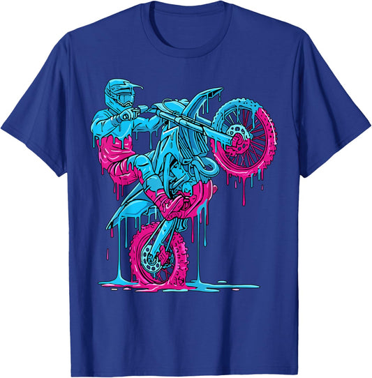 Dirt Bike Rider Drip Motocross T-Shirt - T-Shirt | Royal