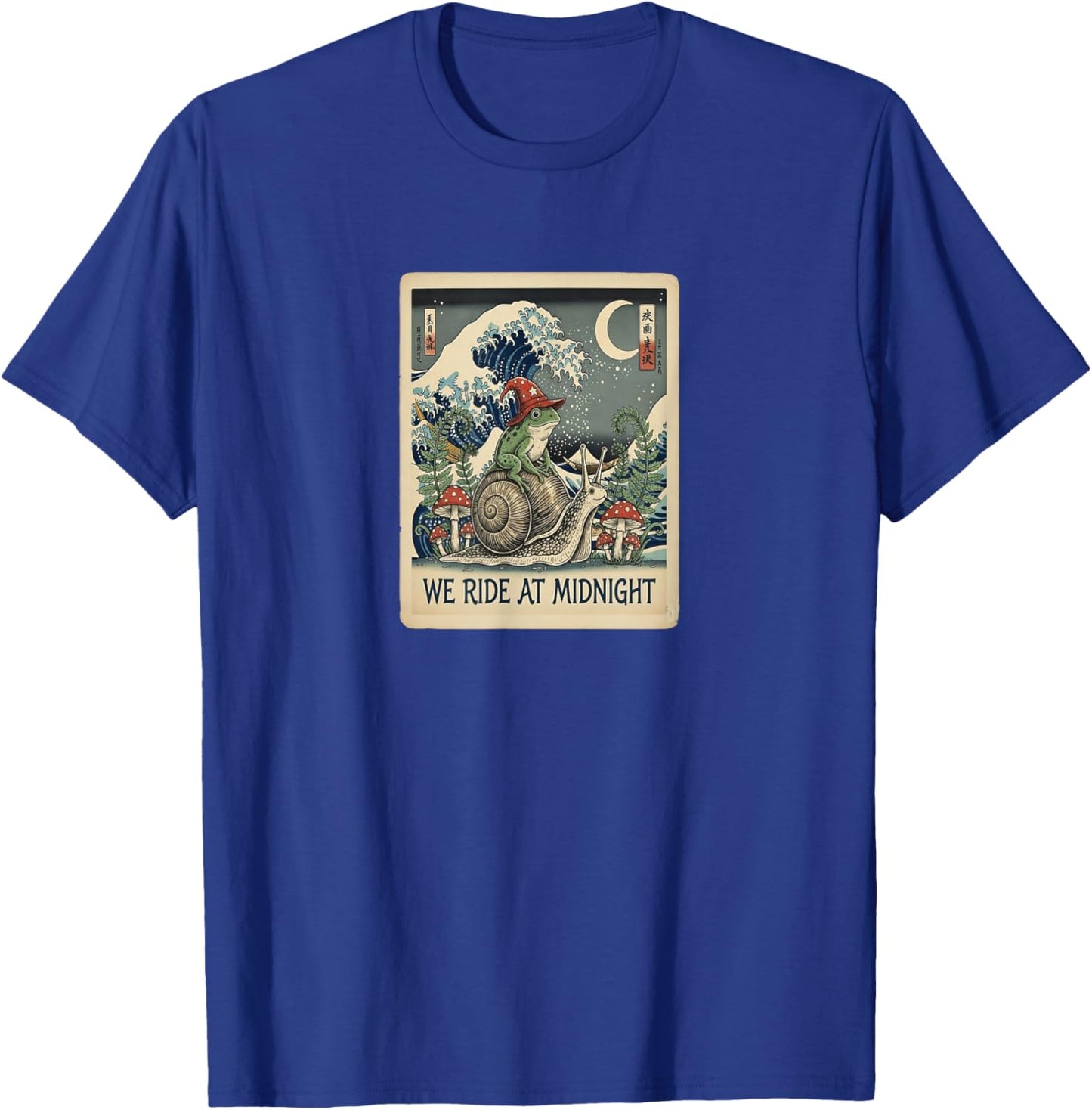 Japanese Aesthetic Frog Wizard Snail We Ride at Midnight Art T-Shirt - T-Shirt | Royal