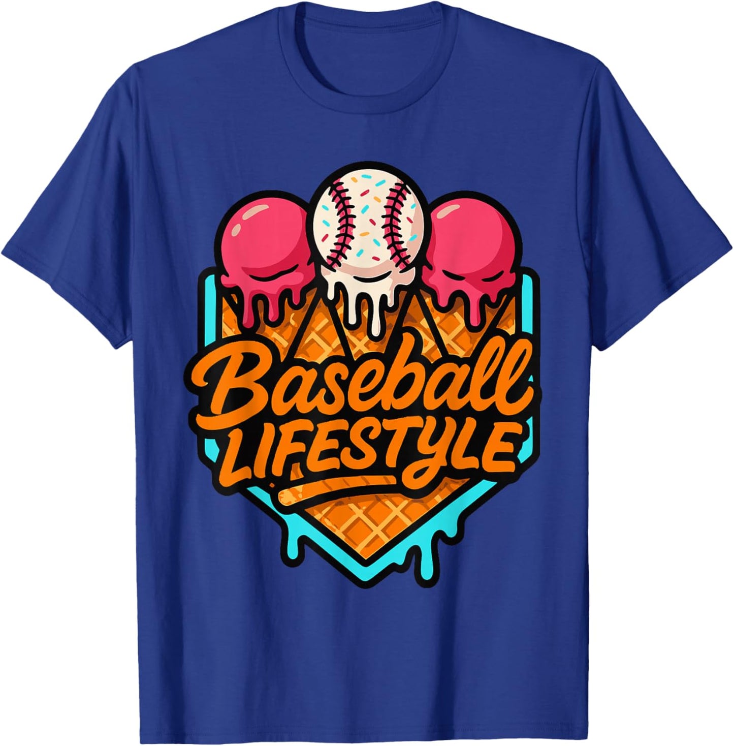 Baseball Lifestyle 101 Apparel Youth Baseball Drip Icecream T-Shirt - T-Shirt | Royal