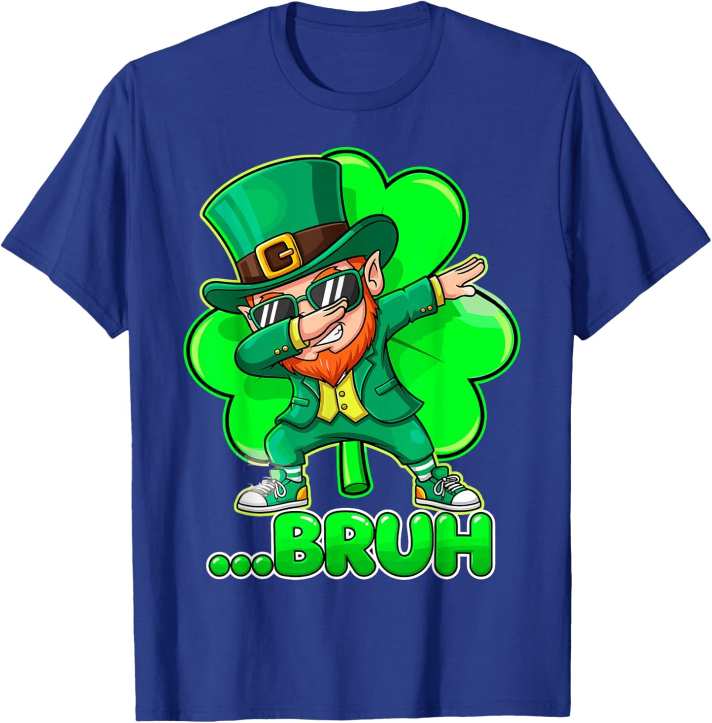 Funny St.Patrick's Day Bruh Leprechaun Dabbing Dab Shamrock T-Shirt - T-Shirt | Royal