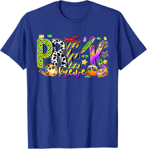 Retro Pre-k Krewe Mardi Gras Carnival Preschool Teacher Team T-Shirt - T-Shirt | Royal