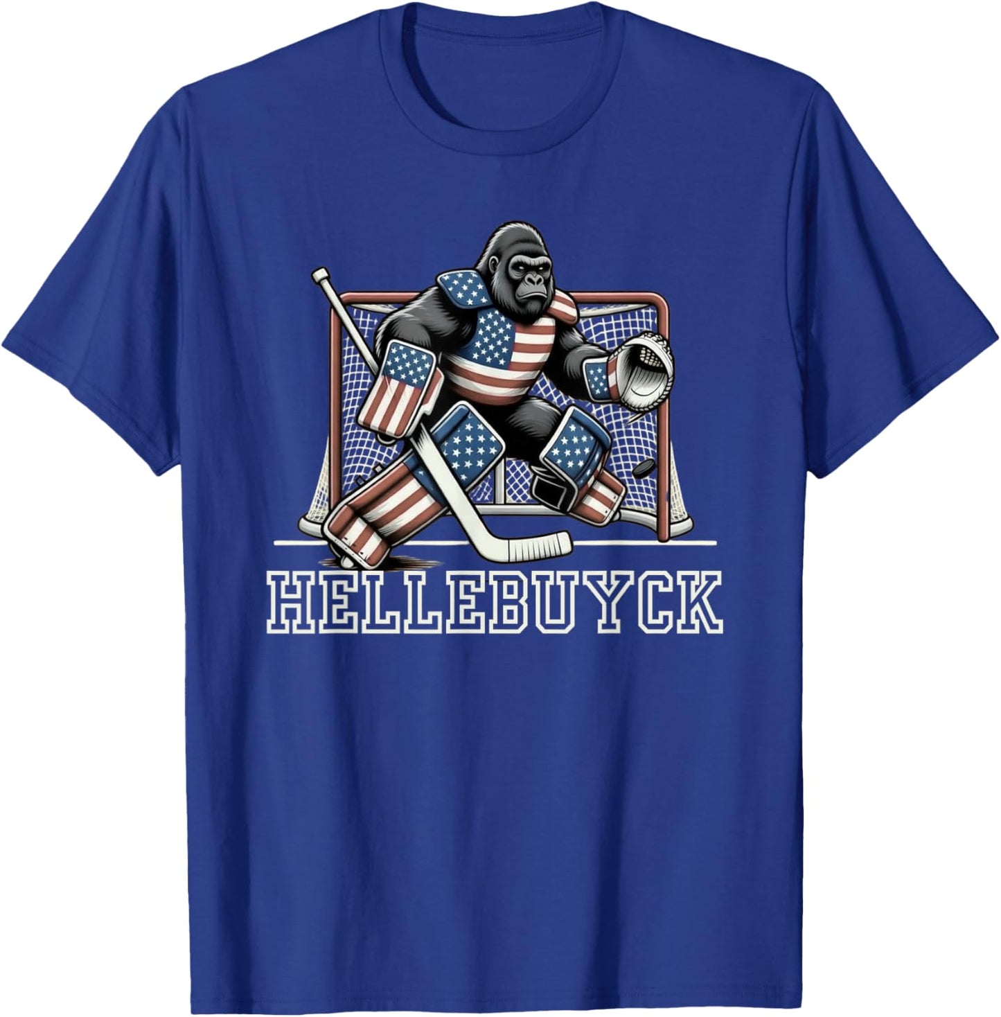 Hellebuyck T Bigfoot Goalie Funny Design T-Shirt - T-Shirt | Royal