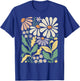 Retro Wildflowers Flowers Pattern Summer Spring Boho Vintage T-Shirt - T-Shirt | Royal