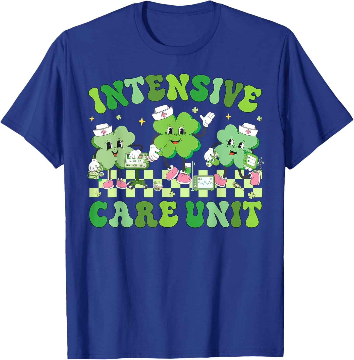 ICU Nurse St.Patricks Day Shamrock Intensive Care Unit Nurse T-Shirt - T-Shirt | Royal