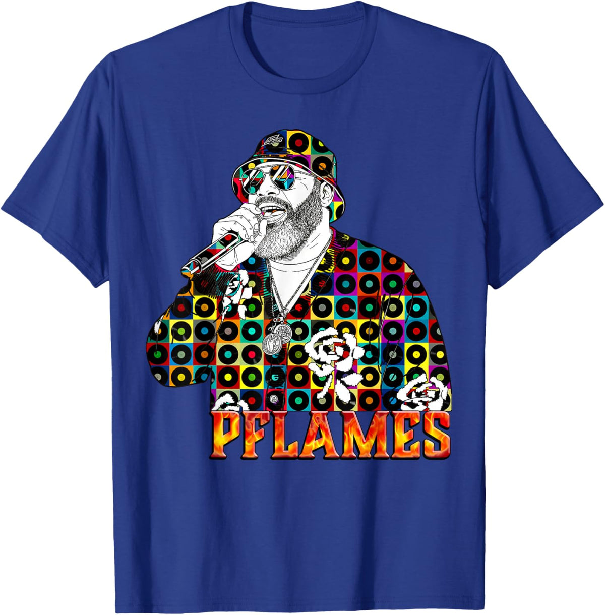 The Joy Experience | PFLAMES Vinyl Mosaic Portrait T-Shirt - T-Shirt | Royal