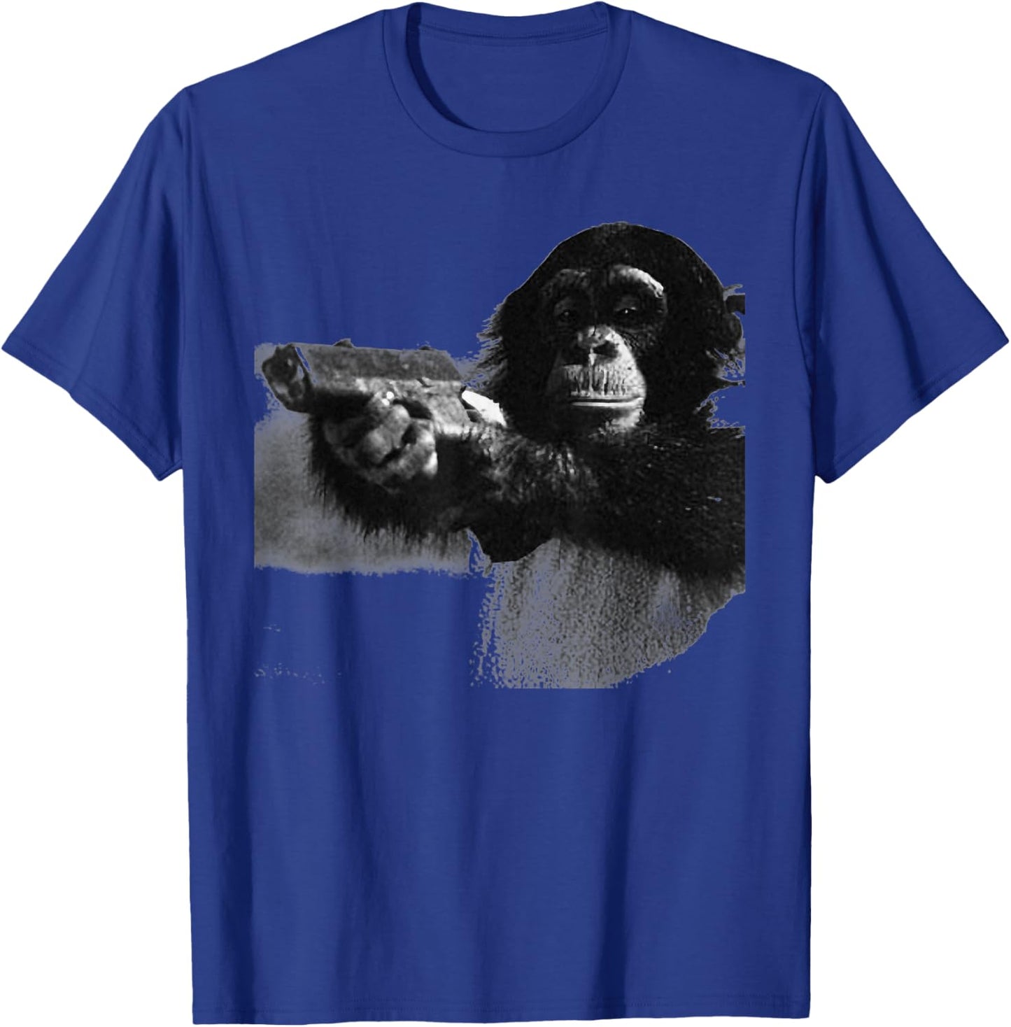 Vintage Chimpanzees with Gun Funny Monkey Meme T-Shirt - T-Shirt | Royal