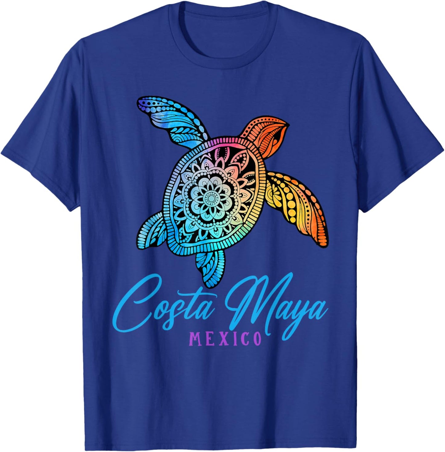 Costa Maya Tie Dye Sea Turtle Mexico Beach Vacation T-Shirt - T-Shirt | Royal