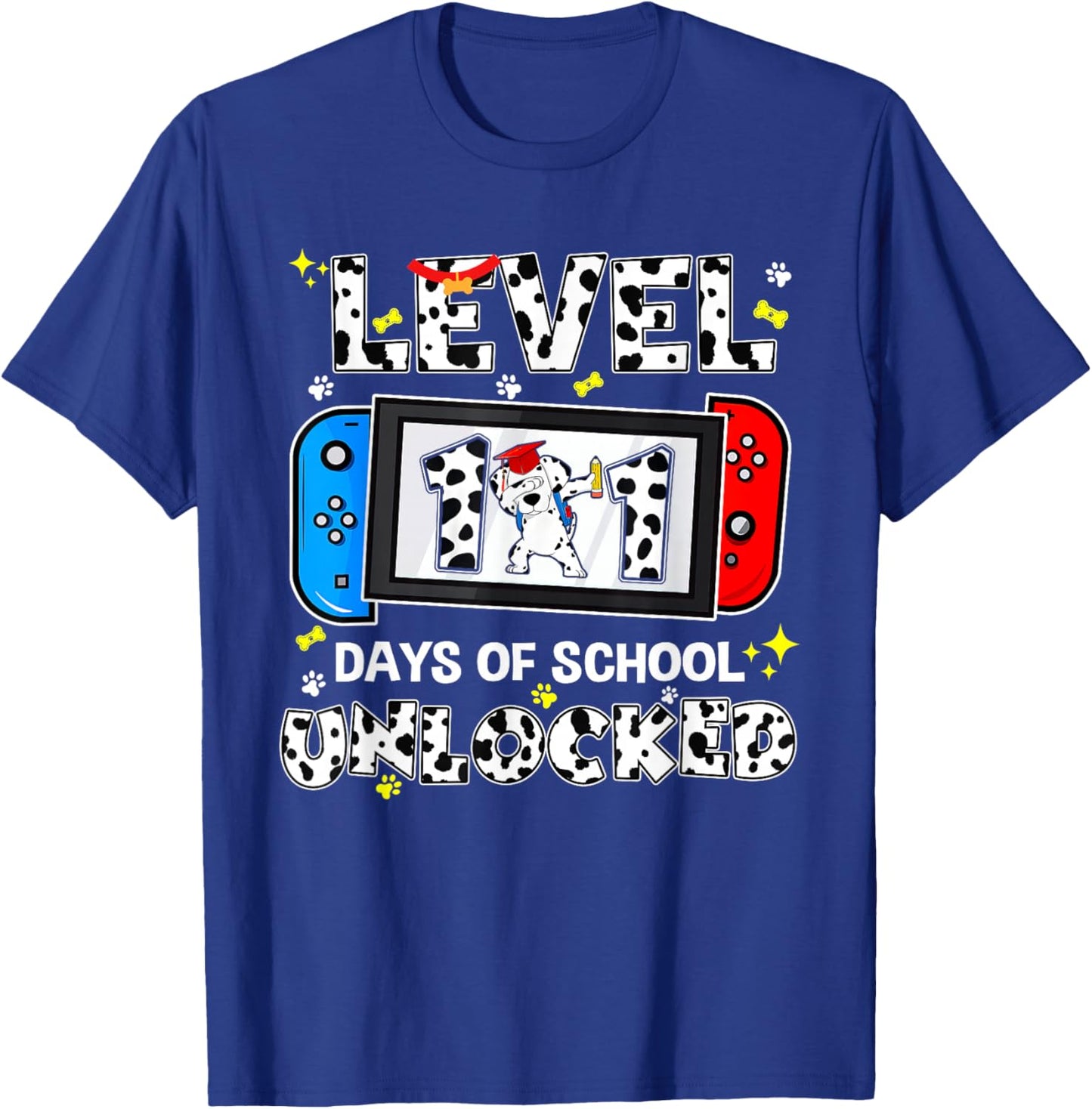Level Unlocked 100 Days School 101 Days Game Controller T-Shirt - T-Shirt | Royal