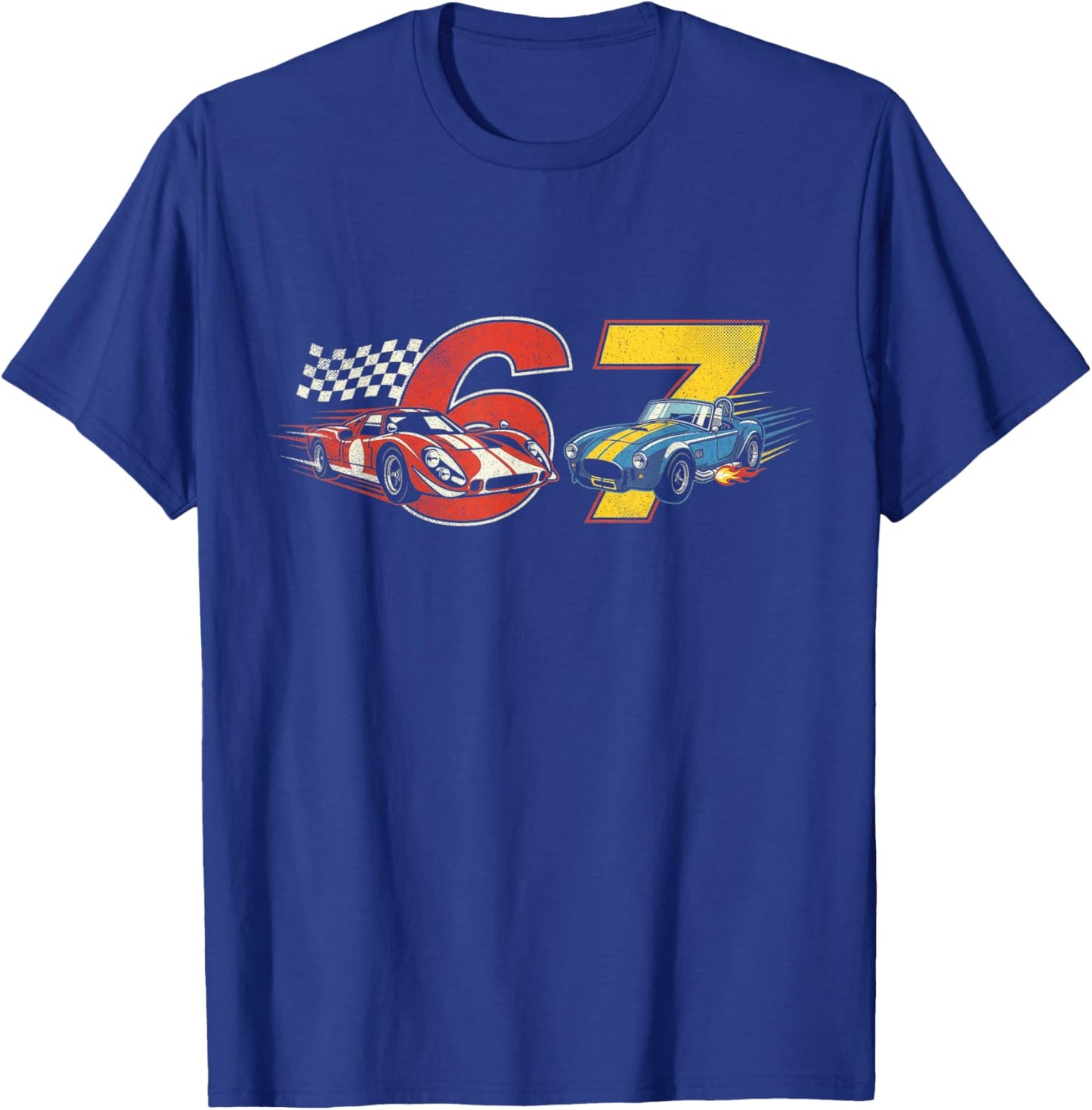 6 7 Six Seven Retro Car Racing Lovers T-Shirt - T-Shirt | Royal