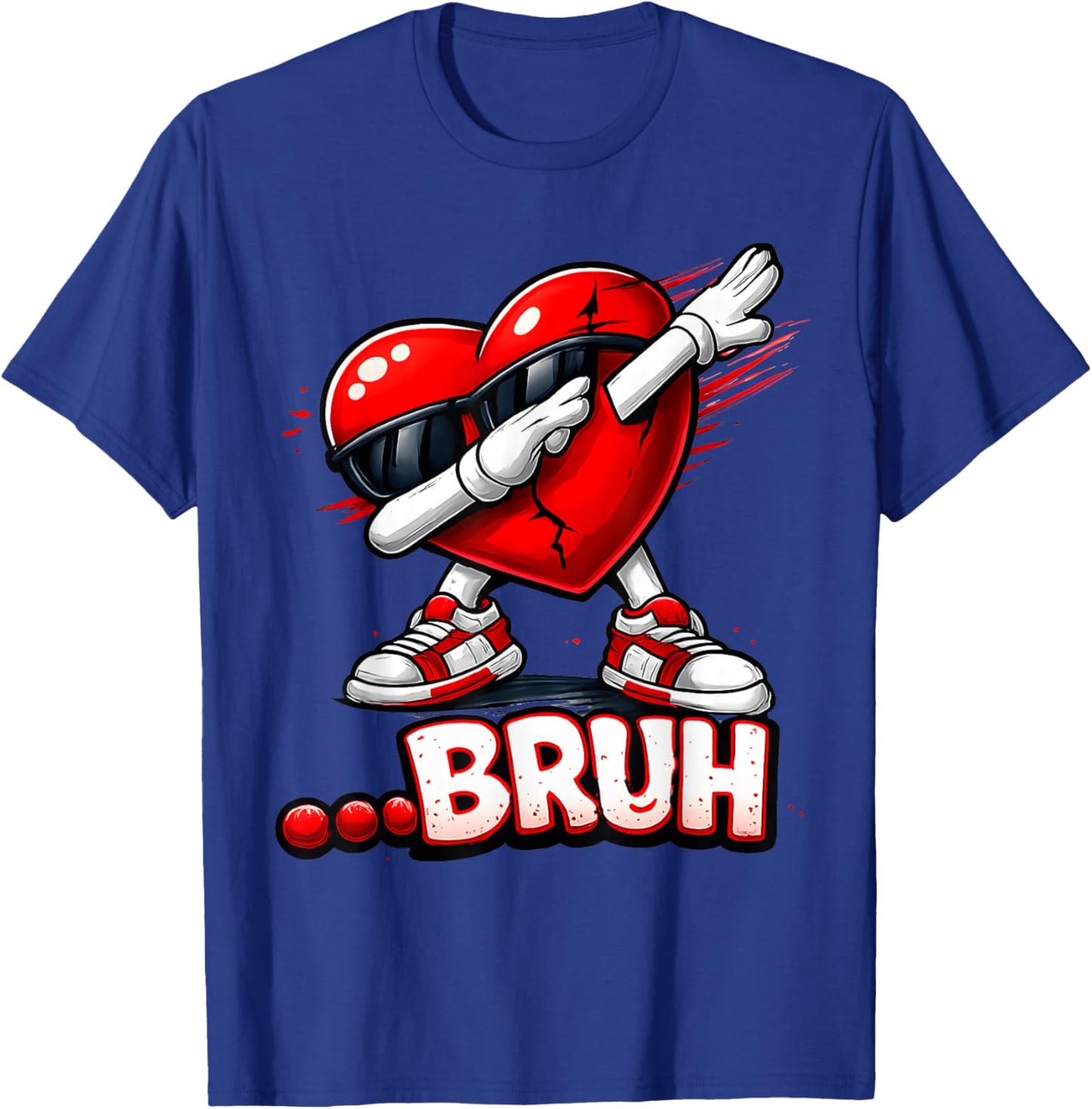 Valentines Day Bruh Dabbing Funny Valentines Heart Boys Kids T-Shirt - T-Shirt | Royal