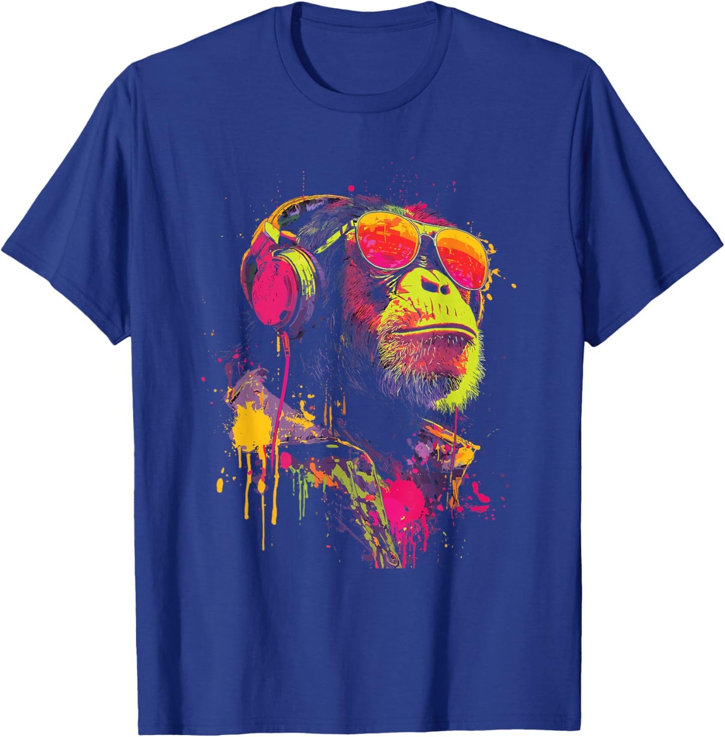 Colorful Monkey Headphones Vibrant Graffiti Colorful Kids T-Shirt - T-Shirt | Royal
