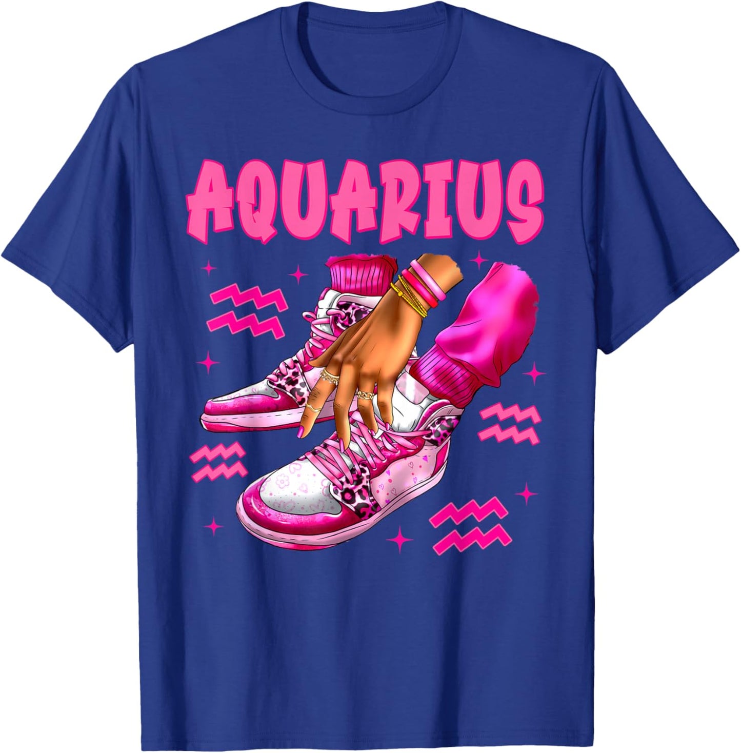 Aquarius Girl Birthday Black Woman Sneakers Zodiac Bday T-Shirt - T-Shirt | Royal