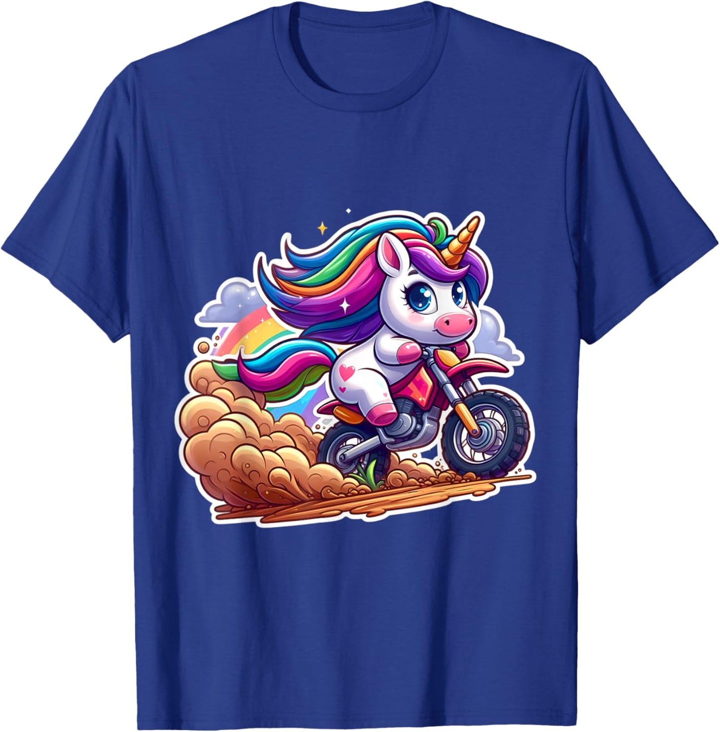 Cute Unicorn Riding Dirt Bike Rider Girls Motocross MX Fan T-Shirt - T-Shirt | Royal