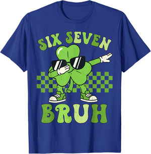 Six Seven Bruh 67 Checkered St Patricks Day Teens Boys Kids T-Shirt - T-Shirt | Royal