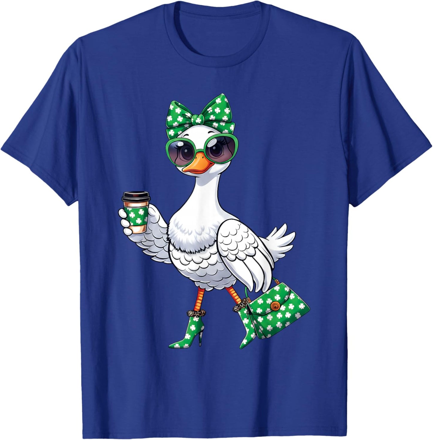 Lucky Goose St Patricks Day Leopard Shamrock Women Irish Day T-Shirt - T-Shirt | Royal
