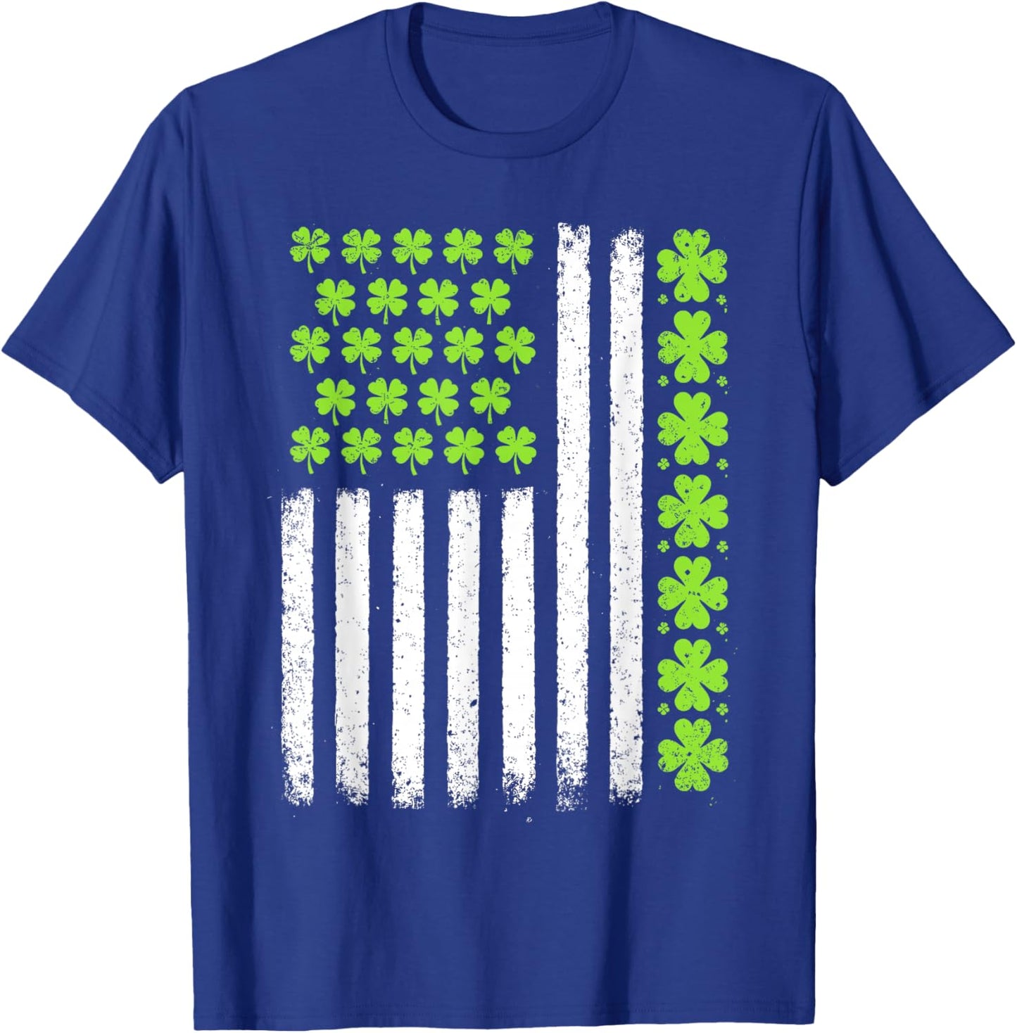 Lucky Shamrocks American Flag St Patrick's Day Men Women T-Shirt - T-Shirt | Royal
