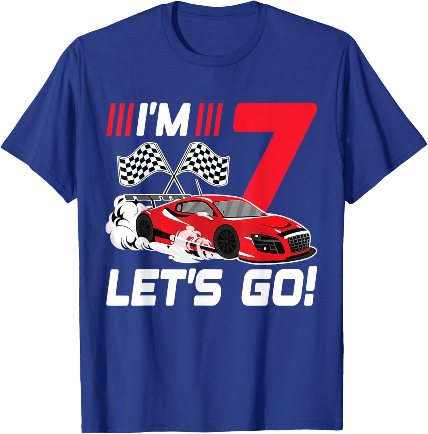 7 Year Old Race Car 7th Birthday Racecar Racing Boy T-Shirt - T-Shirt | Royal