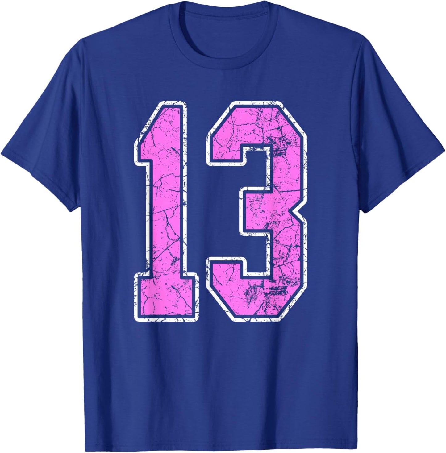 Grunge Pink and Pink Number 13 Jersey Player Uniform #13 T-Shirt - T-Shirt | Royal
