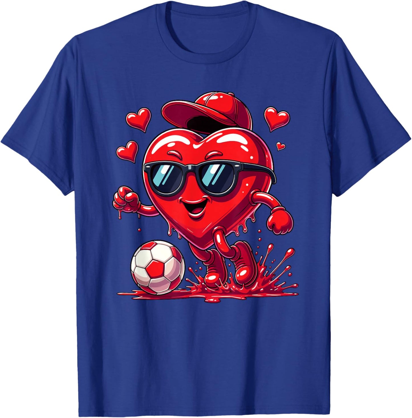 Valentine Soccer Heart Drip Sport Love Valentines Day Boys T-Shirt - T-Shirt | Royal