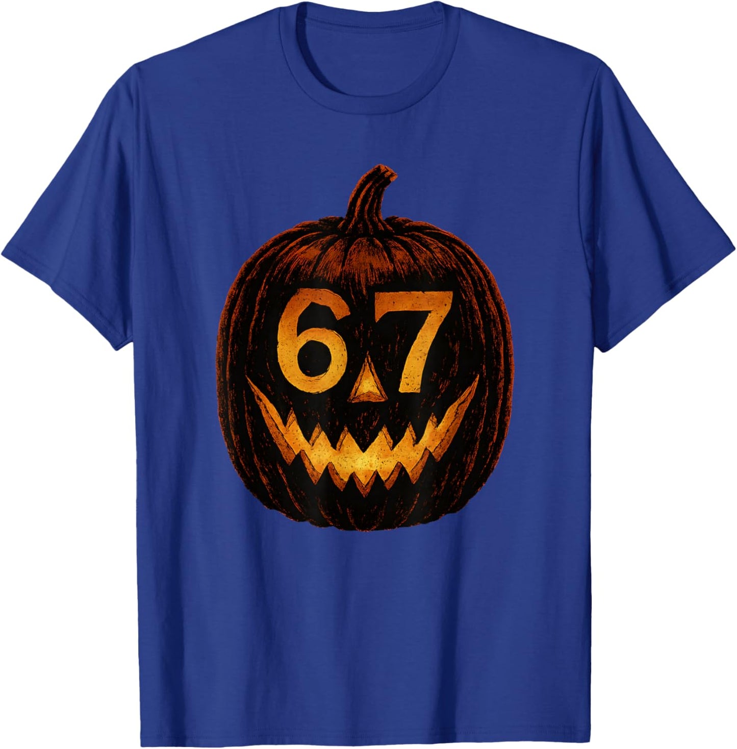 6 7 Meme Halloween Pumpkin 67 Gen Alpha Slang Six Seven Teen T-Shirt - T-Shirt | Royal