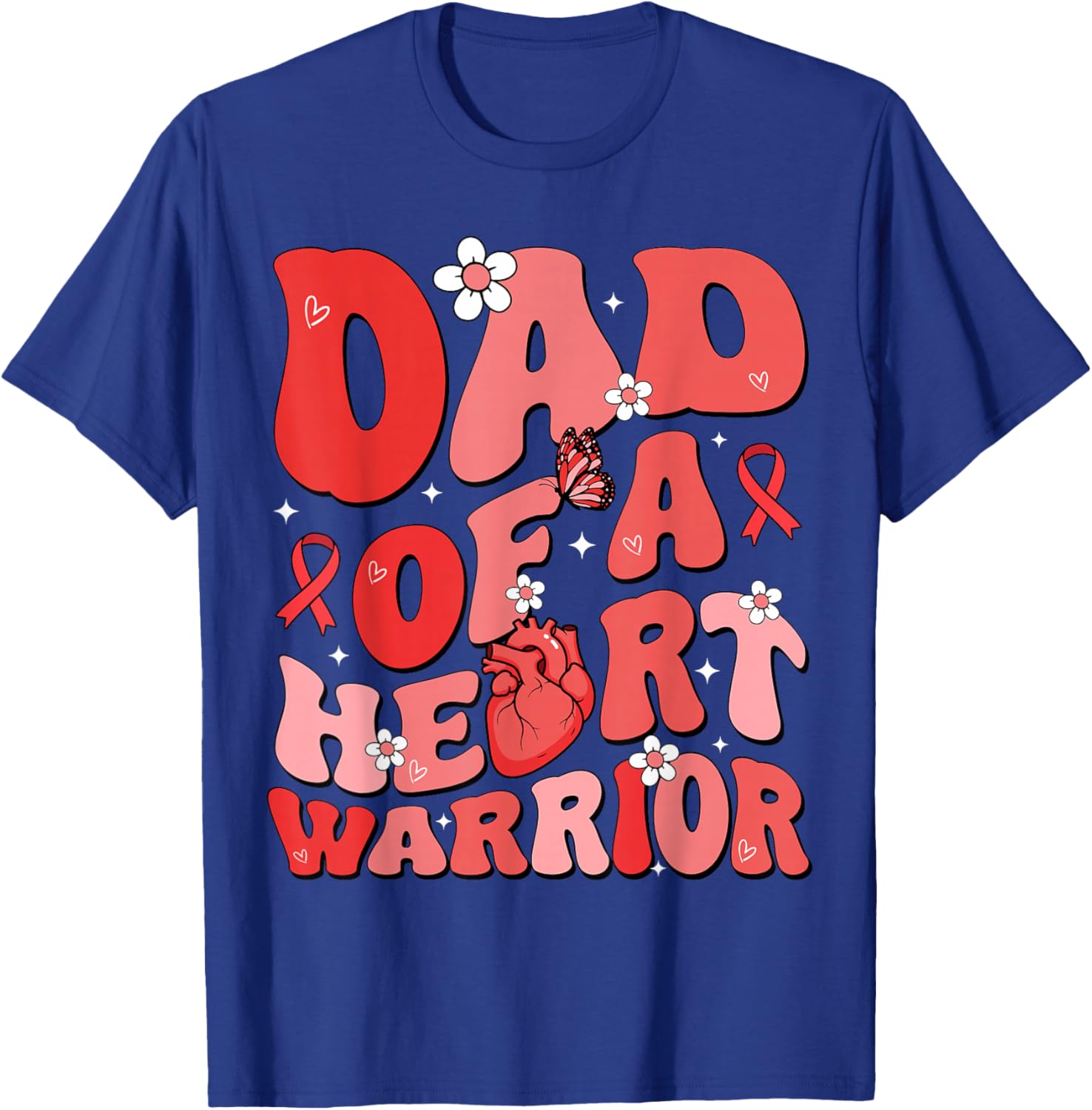 Dad of a Heart Warrior Father Heart Disease Awareness CHD T-Shirt - T-Shirt | Royal