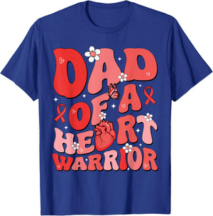 Dad of a Heart Warrior Father Heart Disease Awareness CHD T-Shirt - T-Shirt | Royal