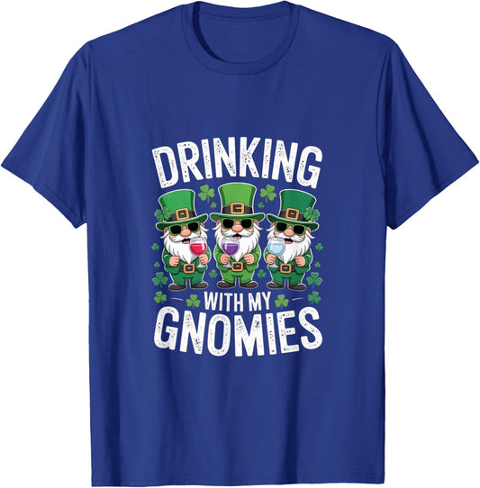 Drinking with My Gnomies St Patricks Day Gnome T-Shirt - T-Shirt | Royal