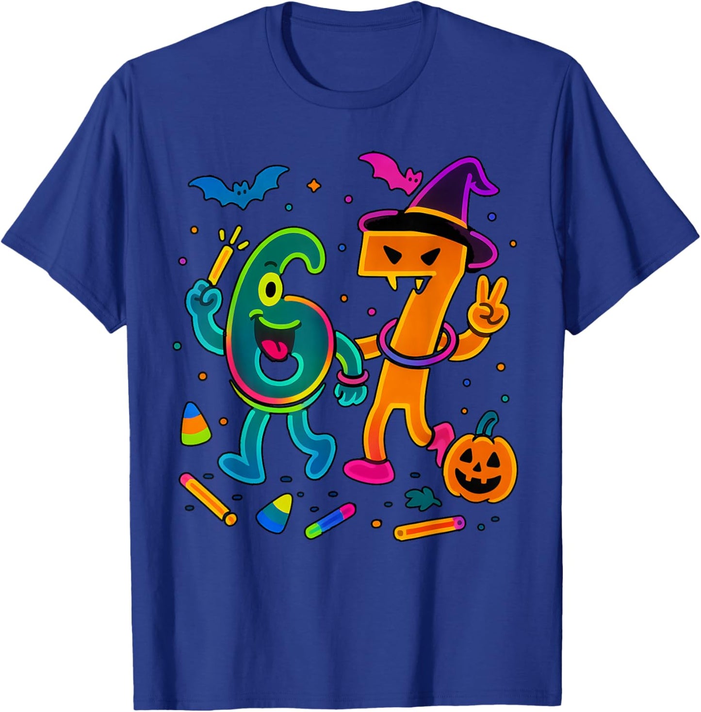 Fun 67 Meme Glow Style Halloween 6 7 T-Shirt - T-Shirt | Royal