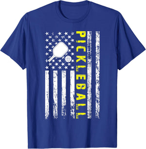 Pickleball American Flag Pickleball Player Paddleball Lover T-Shirt - T-Shirt | Royal