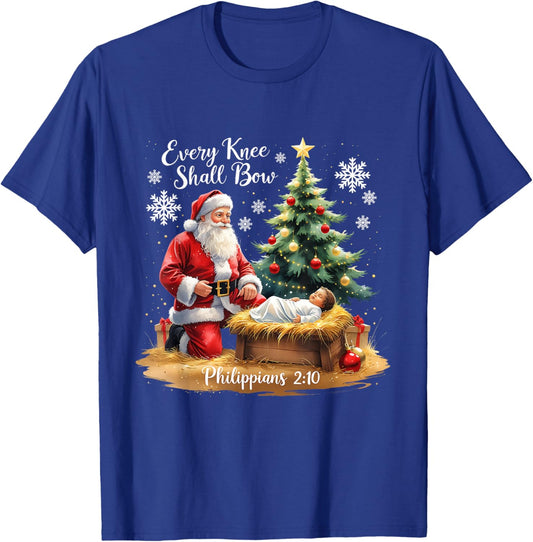 Every Knee Shall Bow Philippians 2:10 Christmas Design T-Shirt - T-Shirt | Royal