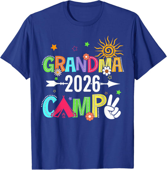Retro Grandma Camp 2026 Grandma Nana Summer Camping Vacation T-Shirt - T-Shirt | Royal