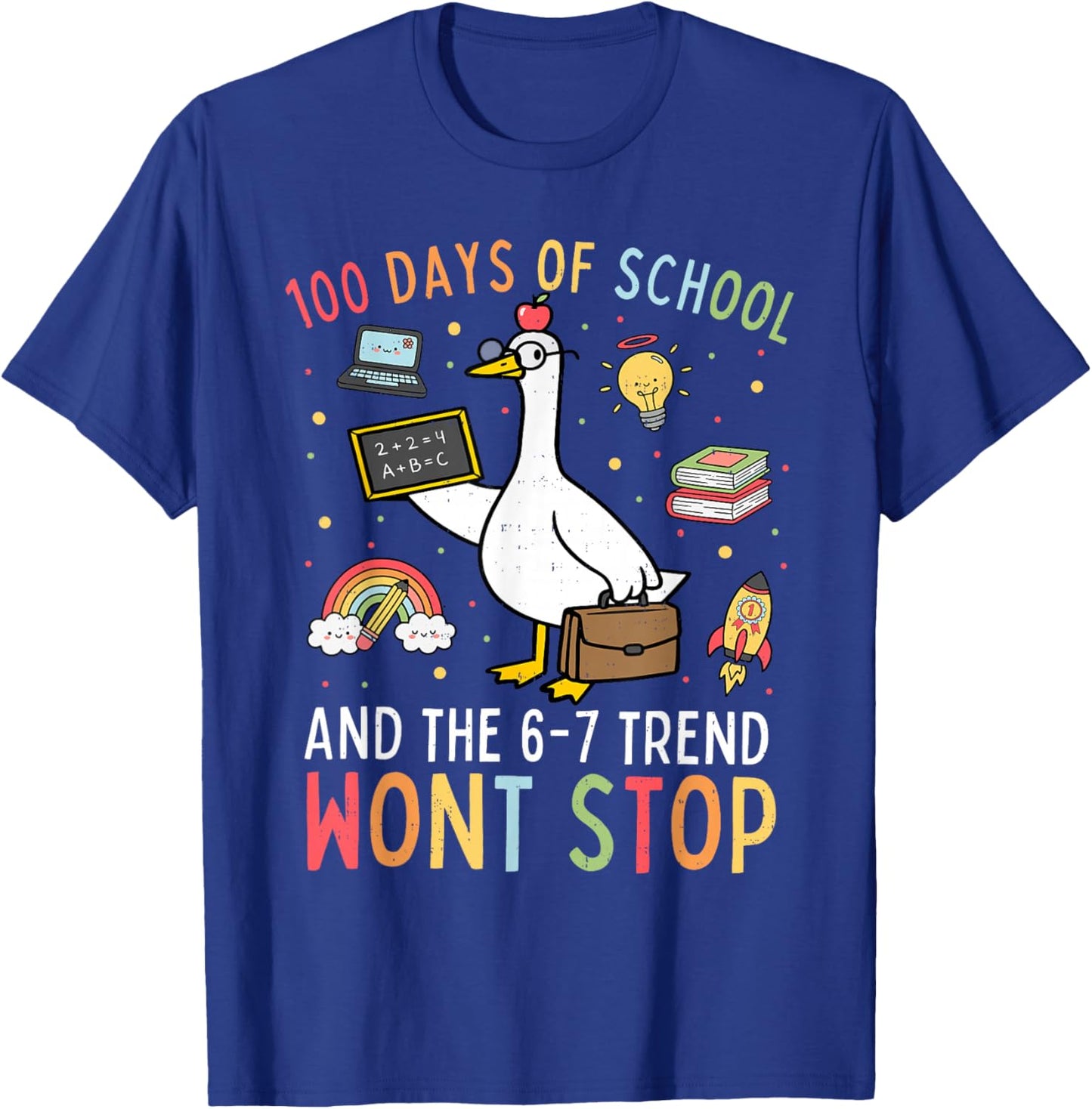 100 Days of School Teacher Adult 67 Meme 100th Day of School T-Shirt - T-Shirt | Royal