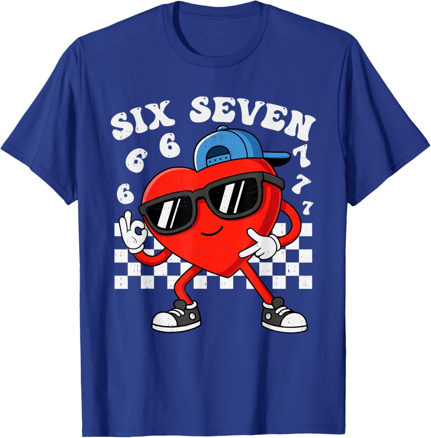 Six Seven 6 7 Meme Heart Funny Valentines Day Boys Kids T-Shirt - T-Shirt | Royal