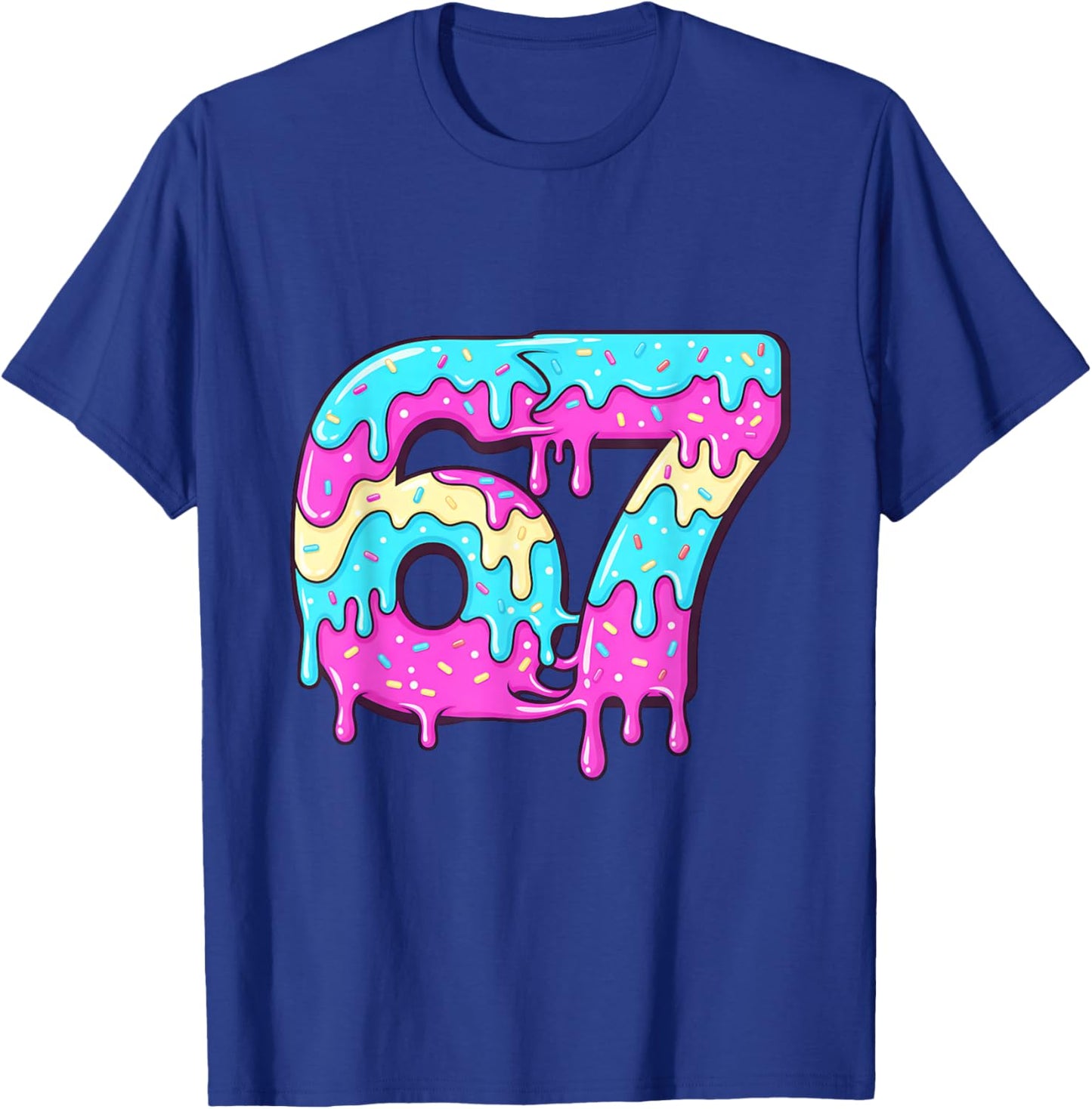 six Seven 67 Meme Drippy Number 67 ice Cream T-Shirt - T-Shirt | Royal