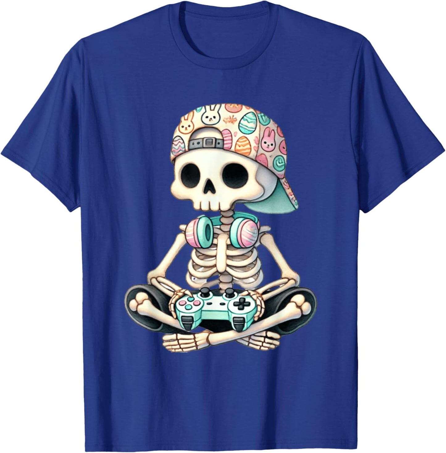 Easter Skeleton Gamer Video Gaming Easter Eggs Boys Men Kids T-Shirt - T-Shirt | Royal
